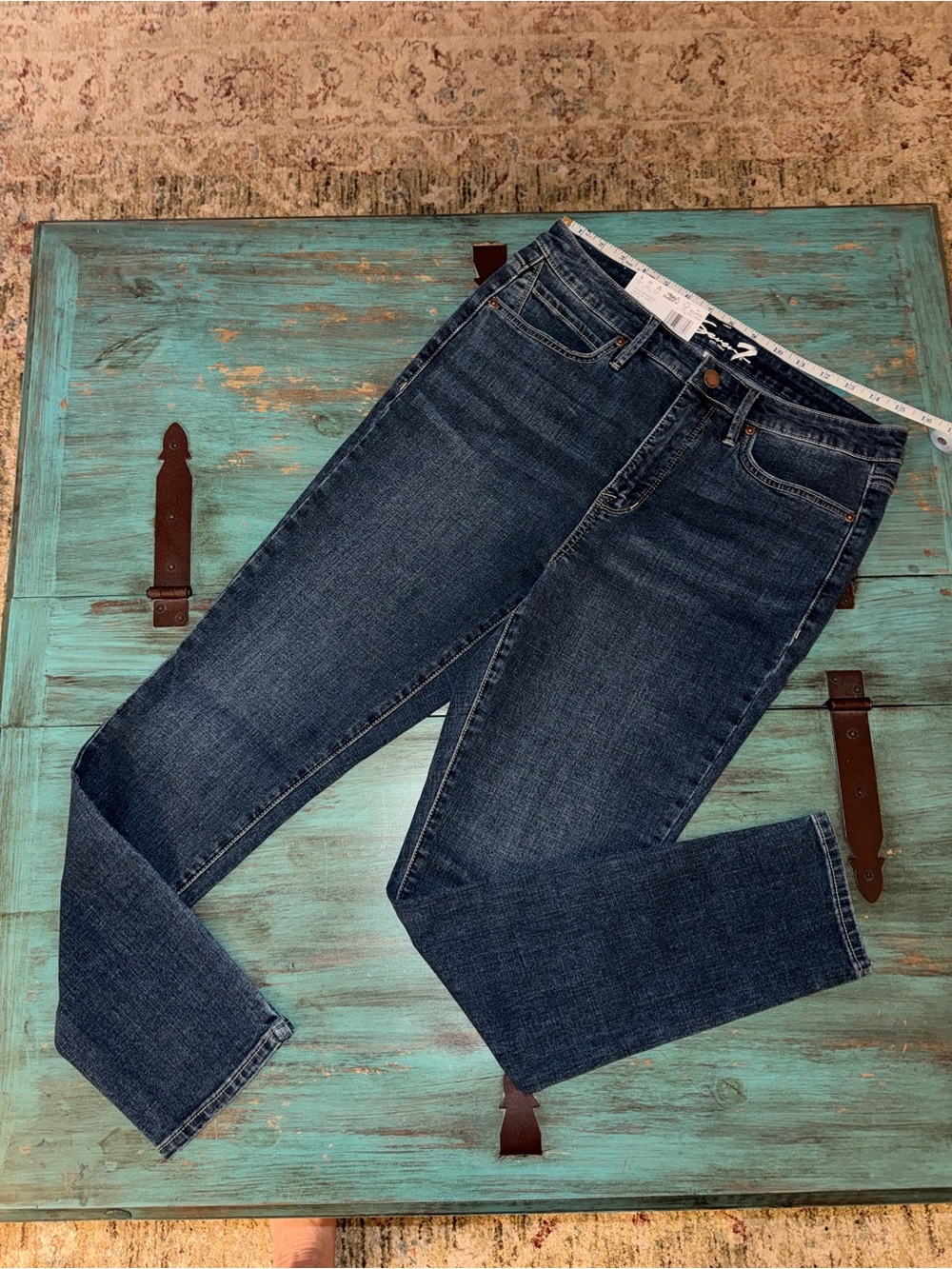 Seven7 Dark Blue Straight-Leg Women’s Jeans